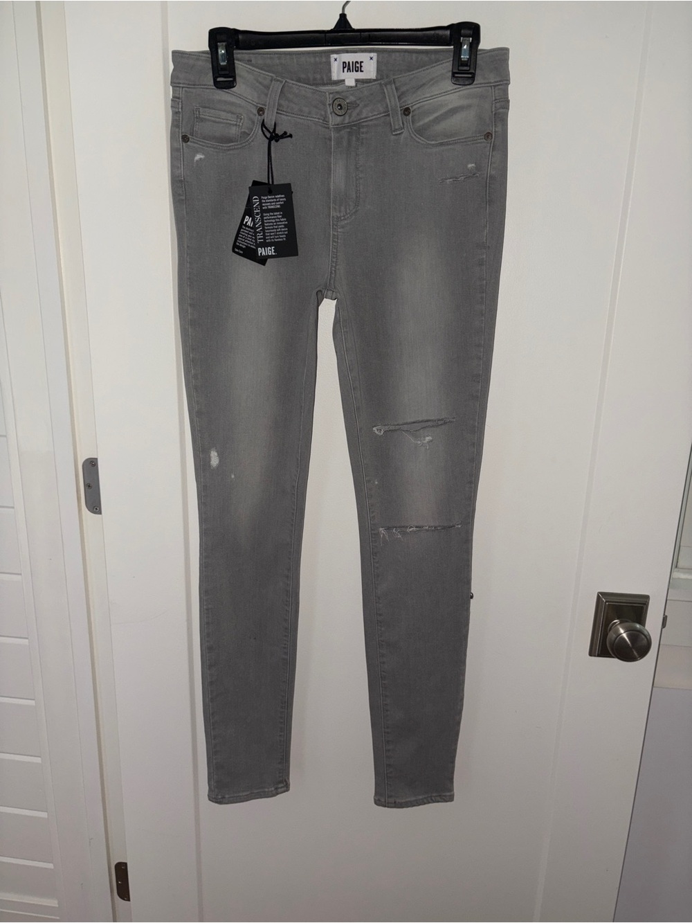 NWT Paige Verdugo ultra skinny jeans sz 30 grey mist destructed